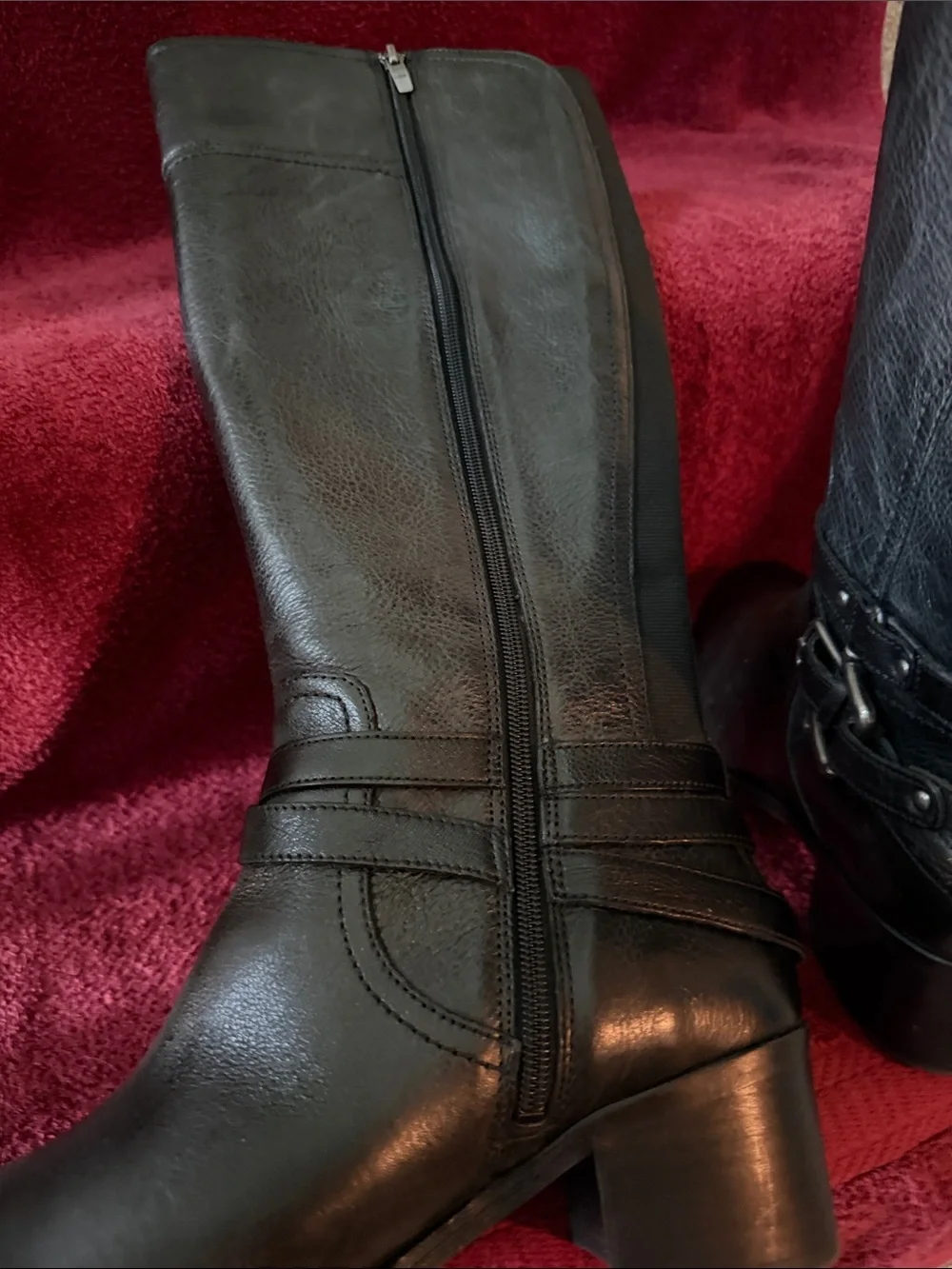 Marc Fisher Tall Black Leather Over-the-Knee Riding Boots